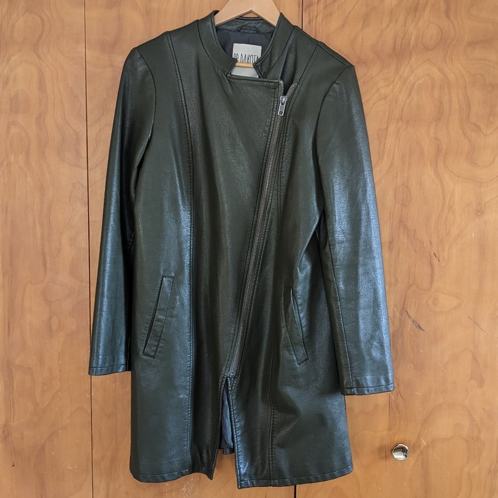 BB Dakota Faux Leather Green Jacket, Large